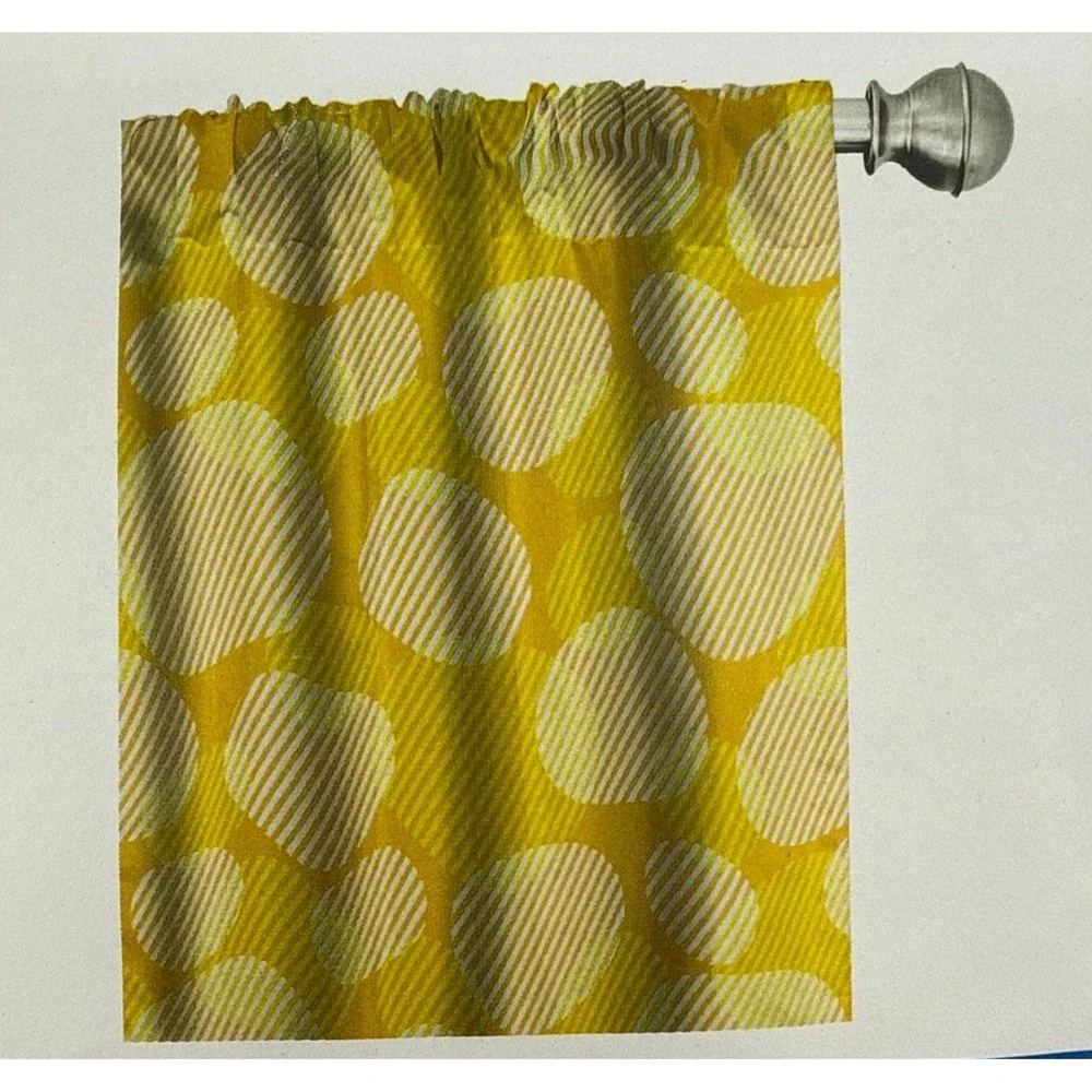Ambesonne Yellow Striped Circle Window Curtains 2 Panel Set 56x84 Rod Pocket MCM